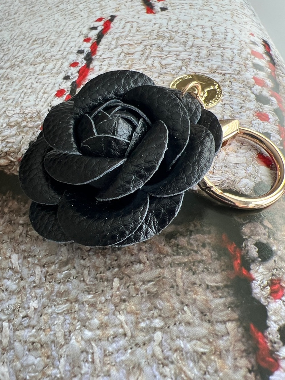 🆕Black Leather Flower Keychain